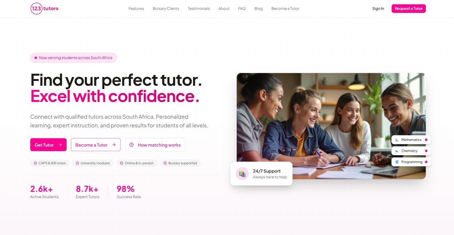 123tutors homepage